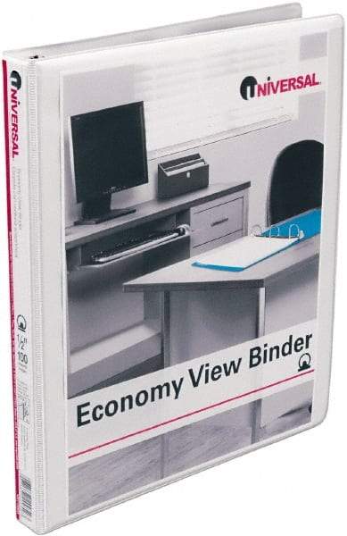 UNIVERSAL - 1/2" Sheet Capacity, 11 x 8-1/2", View Ring Binder - Vinyl, White - A1 Tooling