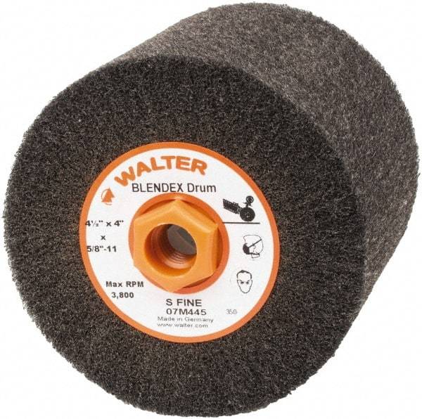 WALTER Surface Technologies - 4-1/2" Diam Aluminum Oxide Unmounted Flap Wheel - 5/8" Hole, 5/8-11 Thread, 4" Wide, Nonwoven, Very Fine Grade, 3,800 Max RPM - A1 Tooling