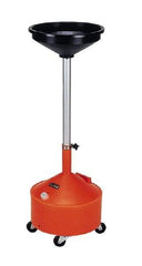 Made in USA - 8 Gal Oil Drain Container with Casters - Orange - A1 Tooling