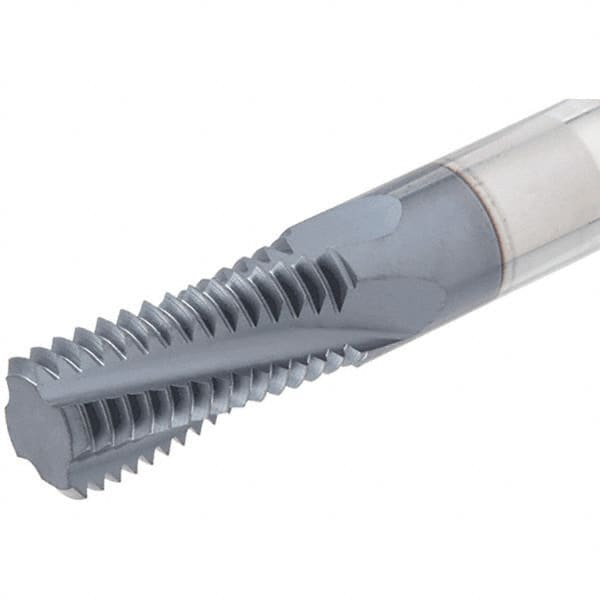 Iscar - M8x1.25 ISO, 0.197" Cutting Diam, 3 Flute, Solid Carbide Helical Flute Thread Mill - Internal Thread, 0.76" LOC, 2-1/2" OAL, 1/4" Shank Diam - Exact Industrial Supply