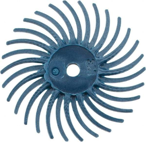 3M - 3/4" Diam, 1/16" Max Face Width, Shank Radial Bristle Brush - 400 Grit, Medium Grade, 35,000 Max RPM, Blue - A1 Tooling