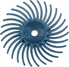 3M - 3/4" Diam, 1/16" Max Face Width, Shank Radial Bristle Brush - 400 Grit, Medium Grade, 35,000 Max RPM, Blue - A1 Tooling