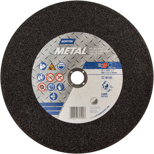 12″ × 7/64″ × 1″ Metal Chopsaw Cut-Off Wheel Type 01 Straight 36 Grit Aluminum Oxide - A1 Tooling