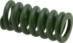 Associated Spring Raymond - 1/2" Hole Diam, 9/32" Rod Diam, 1" Free Length, Green Die Spring - 80 Lb Max Deflection, 0.25" Max Deflection, Extra Heavy Duty, Chromium Alloy Steel - A1 Tooling