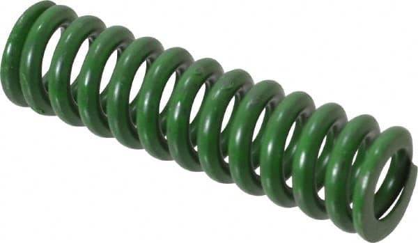 Associated Spring Raymond - 1/2" Hole Diam, 9/32" Rod Diam, 1-3/4" Free Length, Green Die Spring - 74.4 Lb Max Deflection, 0.44" Max Deflection, Extra Heavy Duty, Chromium Alloy Steel - A1 Tooling