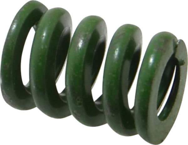 Associated Spring Raymond - 3/4" Hole Diam, 3/8" Rod Diam, 1" Free Length, Green Die Spring - 350 Lb Max Deflection, 0.25" Max Deflection, Extra Heavy Duty, Chromium Alloy Steel - A1 Tooling