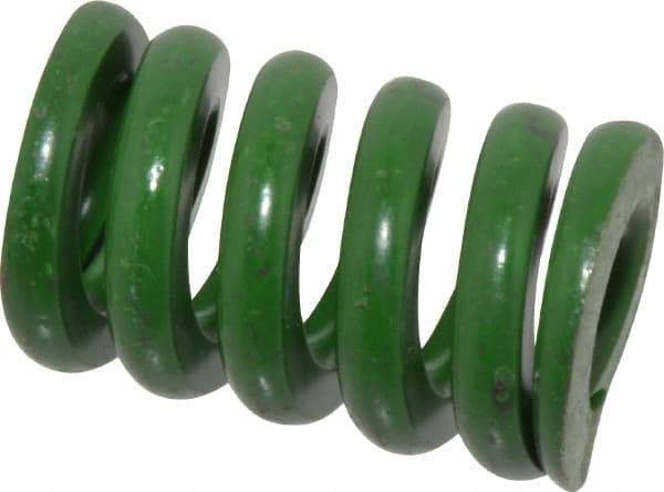 Associated Spring Raymond - 1" Hole Diam, 1/2" Rod Diam, 1-1/2" Free Length, Green Die Spring - 600 Lb Max Deflection, 0.38" Max Deflection, Extra Heavy Duty, Chromium Alloy Steel - A1 Tooling