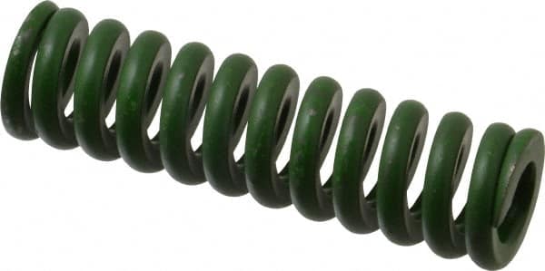 Associated Spring Raymond - 1" Hole Diam, 1/2" Rod Diam, 3-1/2" Free Length, Green Die Spring - 546 Lb Max Deflection, 0.88" Max Deflection, Extra Heavy Duty, Chromium Alloy Steel - A1 Tooling