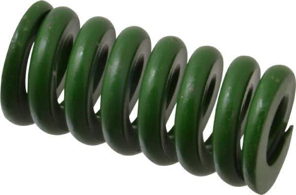 Associated Spring Raymond - 1-1/4" Hole Diam, 5/8" Rod Diam, 2-1/2" Free Length, Green Die Spring - 900 Lb Max Deflection, 0.63" Max Deflection, Extra Heavy Duty, Chromium Alloy Steel - A1 Tooling