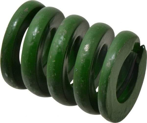 Associated Spring Raymond - 2" Hole Diam, 1" Rod Diam, 2-1/2" Free Length, Green Die Spring - 2385 Lb Max Deflection, 0.63" Max Deflection, Extra Heavy Duty, Chromium Alloy Steel - A1 Tooling