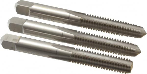 Hertel - 5/16-18 UNC, 4 Flute, Bottoming, Plug & Taper, Bright Finish, High Speed Steel Tap Set - 2-23/32" OAL, 2B/3B Class of Fit - Exact Industrial Supply