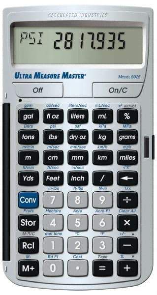 Calculated Industries - 11-Digit LCD (7 Normal & 4 Fractions) 400 Function Handheld Calculator - 0.73" x 2.56" (19.00mm x 65.0mm) Display Size, Silver, CR-2016 Powered, 7" Long x 5" Wide x 1" High - A1 Tooling