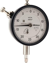 Mitutoyo - 1/8" Range, 0-25-0 Dial Reading, 0.0005" Graduation Dial Drop Indicator - 2-1/4" Dial, 0.05" Range per Revolution, 0.0005" Accuracy, Revolution Counter - A1 Tooling