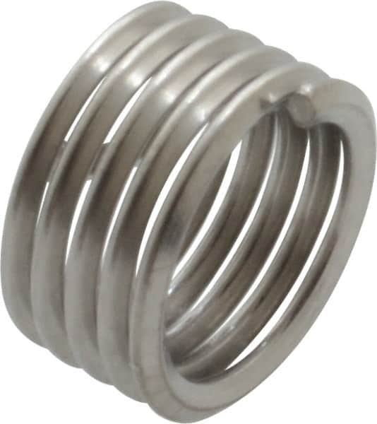 Recoil - 1/4-28 UNF, 1/4" OAL, Free Running Helical Insert - 5 Free Coils, Tanged, Stainless Steel, Bright Finish, 1D Insert Length - A1 Tooling