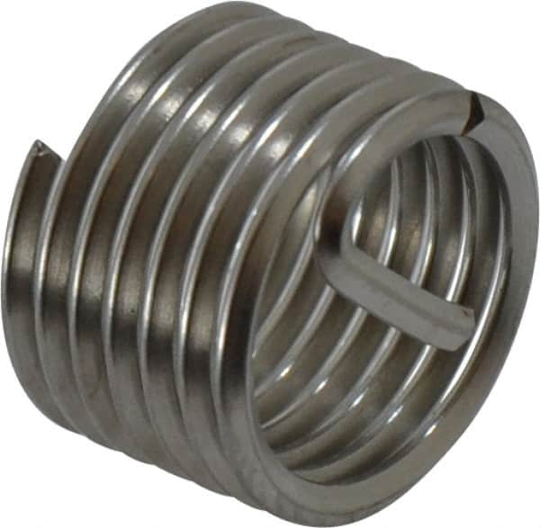 Recoil - 7/16-20 UNF, 0.438" OAL, Free Running Helical Insert - 6-5/8 Free Coils, Tanged, Stainless Steel, Bright Finish, 1D Insert Length - A1 Tooling