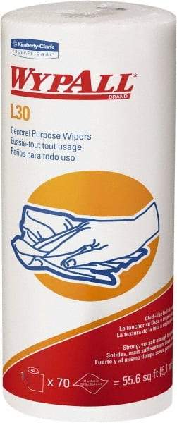 WypAll - L30 Dry General Purpose Wipes - Small Roll, 10-3/8" x 11" Sheet Size, White - A1 Tooling