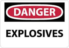 NMC - "Danger - Explosives", 10" Long x 14" Wide, Aluminum Safety Sign - Rectangle, 0.04" Thick, Use for Accident Prevention - A1 Tooling