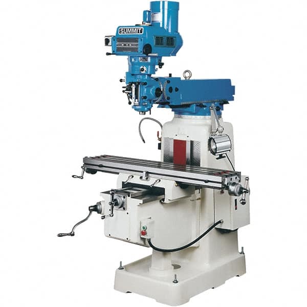 Summit - 10" Table Width x 50" Table Length, Variable Speed Pulley Control, 3 Phase Knee Milling Machine - R8 Spindle Taper, 3 hp - A1 Tooling