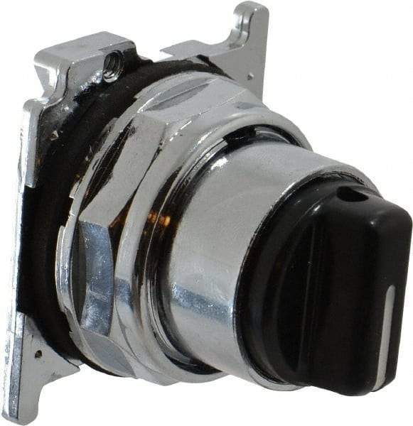 Eaton Cutler-Hammer - 30-1/2mm Mount Hole, 3 Position, Knob Operated, Selector Switch with Cam and Cap - Black, Maintained (MA) - Momentary (MO) - A1 Tooling