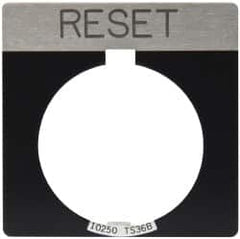 Eaton Cutler-Hammer - Square, Legend Plate - Reset - Black Background, 30-1/2mm Hole Diameter - A1 Tooling