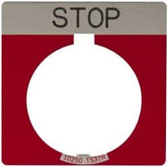 Eaton Cutler-Hammer - Square, Legend Plate - Stop - Red Background, 30-1/2mm Hole Diameter - A1 Tooling