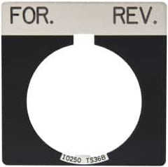 Eaton Cutler-Hammer - Square, Legend Plate - For-Rev - Black Background, 30-1/2mm Hole Diameter - A1 Tooling