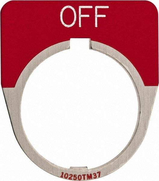 Eaton Cutler-Hammer - Half Round, Legend Plate - Off - Red Background, 30-1/2mm Hole Diameter - A1 Tooling