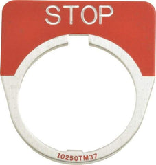 Eaton Cutler-Hammer - Half Round, Legend Plate - Stop - Red Background, 30-1/2mm Hole Diameter - A1 Tooling