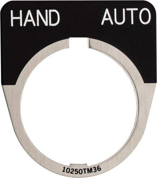 Eaton Cutler-Hammer - Half Round, Legend Plate - Auto-Off-Hand - Black Background, 30-1/2mm Hole Diameter - A1 Tooling