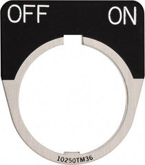 Eaton Cutler-Hammer - Half Round, Legend Plate - Off-On - Black Background, 30-1/2mm Hole Diameter - A1 Tooling