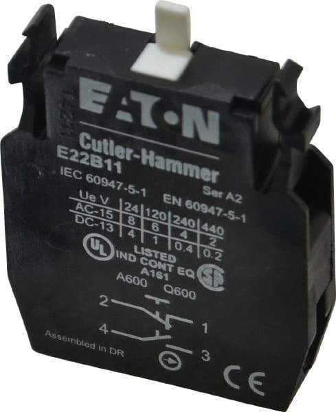 Eaton Cutler-Hammer - NO/NC, Electrical Switch Contact Block - 22-1/2mm Hole, For Use with Indicating Lights, Pushbuttons - A1 Tooling