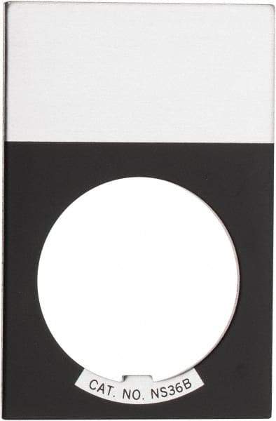 Eaton Cutler-Hammer - Rectangular, Aluminum Legend Plate - Blank - Silver Background, Black Letters, 22-1/2mm Hole Diameter, 1.17 Inch Wide x 1.77 Inch High - A1 Tooling