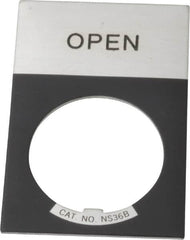 Eaton Cutler-Hammer - Rectangular, Aluminum Legend Plate - Open - Silver Background, Black Letters, 22-1/2mm Hole Diameter, 1.17 Inch Wide x 1.77 Inch High - A1 Tooling