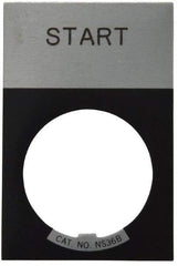 Eaton Cutler-Hammer - Rectangular, Aluminum Legend Plate - Start - Silver Background, Black Letters, 22-1/2mm Hole Diameter, 1.17 Inch Wide x 1.77 Inch High - A1 Tooling