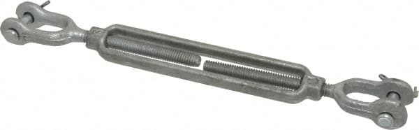 Made in USA - 800 Lb Load Limit, 5/16" Thread Diam, 4-1/2" Take Up, Steel Jaw & Jaw Turnbuckle - 9" Closed Length - A1 Tooling