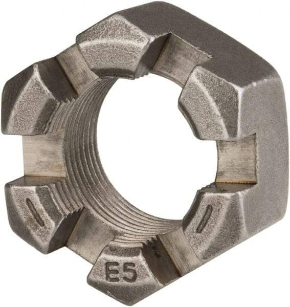 Value Collection - 1-1/4 - 12 UNF Grade 2 Steel Slotted Locknut - 1-7/8" Width Across Flats, 1-1/16" High, Uncoated - A1 Tooling