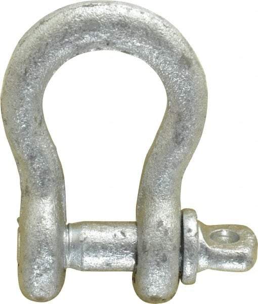 Made in USA - 1/4" Nominal Chain Size, 0.5 Ton Carbon Steel Screw Anchor Shackle - 1/4" Diam, 5/16" Pin Diam, 1-1/8" High x 15/32" Wide Inside Jaw, 25/32" Inside Width, 11/16" Max Body Thickness - A1 Tooling