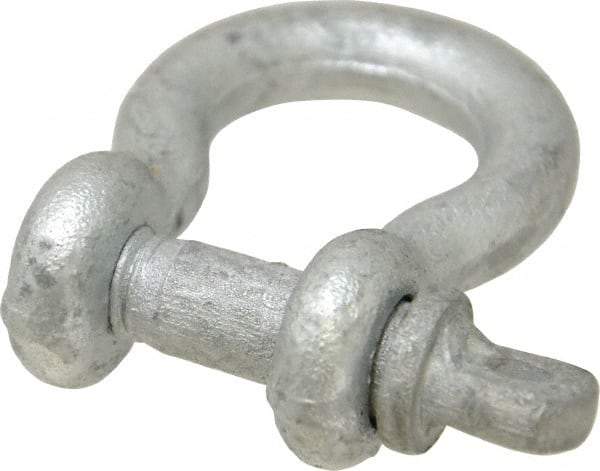 Made in USA - 3/8" Nominal Chain Size, 1 Ton Carbon Steel Screw Anchor Shackle - 3/8" Diam, 7/16" Pin Diam, 1-7/16" High x 21/32" Wide Inside Jaw, 0.969" Inside Width, 15/16" Max Body Thickness - A1 Tooling