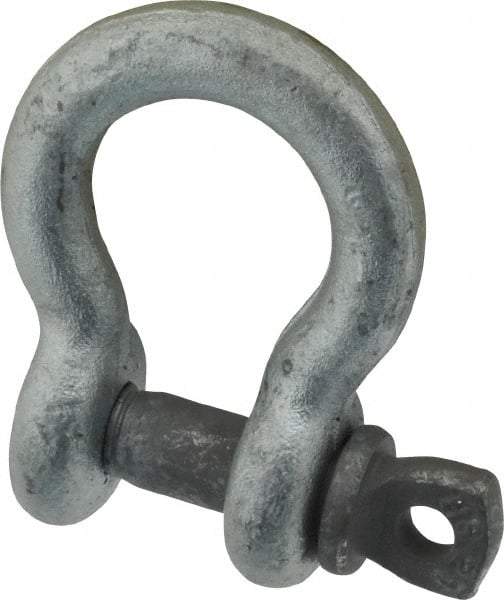 Made in USA - 7/16" Nominal Chain Size, 1.5 Ton Carbon Steel Screw Anchor Shackle - 7/16" Diam, 1/2" Pin Diam, 1-3/4" High x 23/32" Wide Inside Jaw, 1-5/32" Inside Width, 1-1/8" Max Body Thickness - A1 Tooling