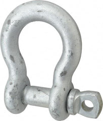 Made in USA - 1" Nominal Chain Size, 8.5 Ton Carbon Steel Screw Anchor Shackle - 1" Diam, 1-1/8" Pin Diam, 3-3/4" High x 1-11/16" Wide Inside Jaw, 2-1/2" Inside Width, 2-3/8" Max Body Thickness - A1 Tooling