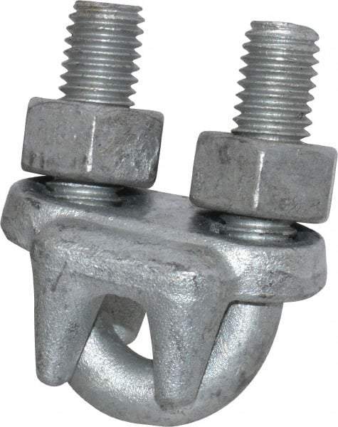 Made in USA - 7/16" Wire Rope U-Bolt Clip - Forged Steel, Galvanized - A1 Tooling