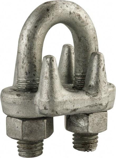 Made in USA - 9/16" Wire Rope U-Bolt Clip - Forged Steel, Galvanized - A1 Tooling