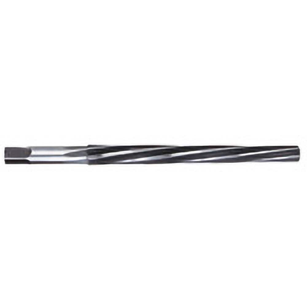 #5/0 Pin 0.0719″ Small End/0.0966″ Large End Spiral Flute High Speed Steel Taper Pin Reamer Uncoated, 1-3/16″ Flute Length, 2-3/16″ OAL, 4 Flutes, 7/64″ Diam Straight-Cylindrical Shank, LH Spiral, RH Cut