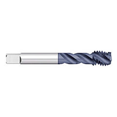 Spiral Flute Tap: M3.50 x 0.60, Metric Coarse, 3 Flute, Semi-Bottoming, 6H Class of Fit, Powdered Metal, AlTiN Finish 0.3″ Thread Length, 2″ OAL, Right Hand Flute, Right Hand Thread, D3, Series 718