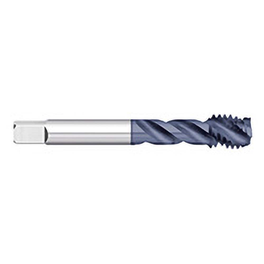 Spiral Flute Tap: 3/8-24, UNF, 3 Flute, Semi-Bottoming, 2B & 3B Class of Fit, Powdered Metal, AlTiN Finish 0.5″ Thread Length, 2.9375″ OAL, Right Hand Flute, Right Hand Thread, H4, Series 779