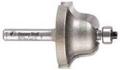 Amana Tool - 1-3/8" Cut Diam, 13/16" Length of Cut, 2 Flute Profiling Edge Profile Router Bit - Carbide-Tipped, 1/4" Shank Diam, 2-1/4" OAL, Uncoated - A1 Tooling