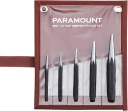 Paramount - 5 Piece, 3/32 to 1/4", Center Punch Set - Comes in Canvas Roll - A1 Tooling