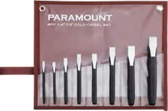 Paramount - 8 Piece Cold Chisel Set - 5, 5-1/8, 5-3/8, 5-9/16, 6, 6-3/4, 6-7/8 & 8" OAL, Sizes Included 1/4 to 7/8" - A1 Tooling