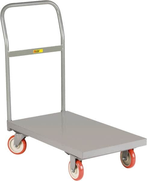 Little Giant - 1,200 Lb Capacity Steel Platform Truck - Steel Deck, 18" OAW, 32" Platform Length x 6-1/4" Platform Height, Polyurethane Casters - A1 Tooling