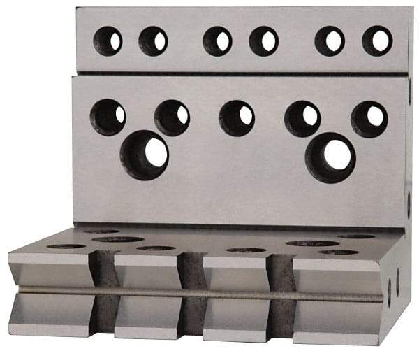 Suburban Tool - 4" Wide x 4" Deep x 4-1/2" High Steel Precision-Ground Angle Plate - V-Step Plate, Machined Holes on Surface, Open End, 1" Thick, Single Plate - A1 Tooling